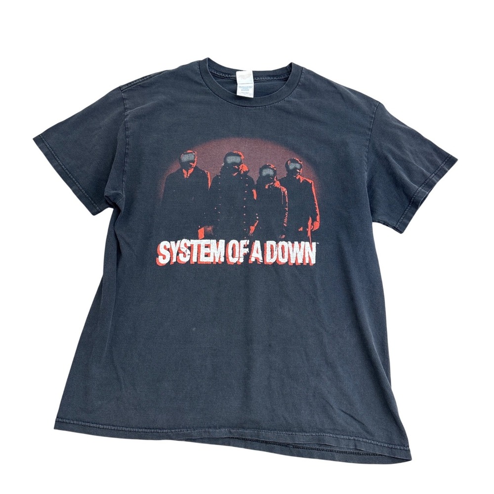 Vintage System of a Down Band T-Shirt Tennessee River Black Large Distressed